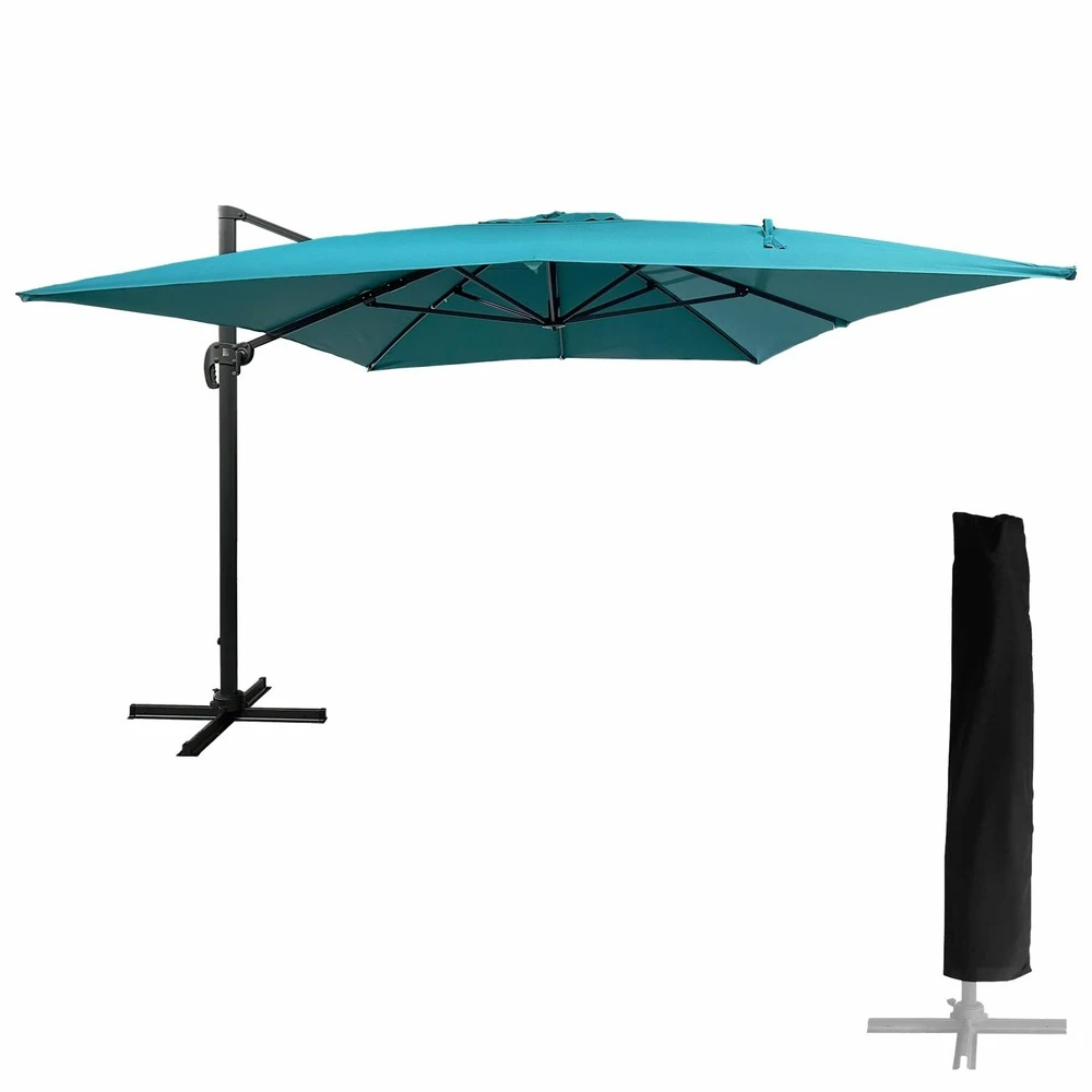Parasol Déporté Molokai Rectangulaire 3x4m Bleu + Housse 3 Parasol Déporté Molokai Rectangulaire 3x4m Bleu + Housse