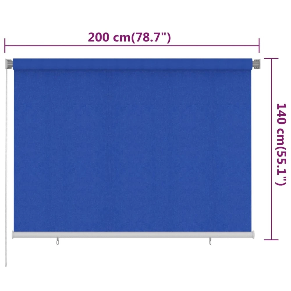 VIDAXL Store Roulant D'extérieur 200x140 Cm Bleu Pehd 8 VIDAXL Store Roulant D'extérieur 200x140 Cm Bleu Pehd – Image 6