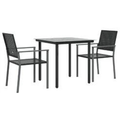 VIDAXL Ensemble à Manger De Jardin 3 Pcs Résine Tressée Acier -Élégance Jardin 64999d89bb6e26.71987476