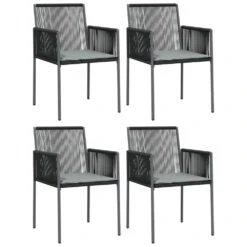 VIDAXL Ensemble à Dîner De Jardin Coussins 5 Pcs Noir Rotin Et Acier -Élégance Jardin 64999d8ed1ce65.67838442