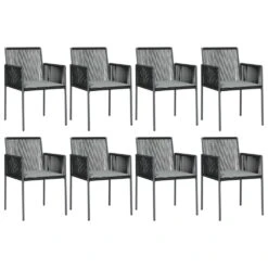 VIDAXL Ensemble à Dîner De Jardin 9 Pcs Coussins Noir Rotin Et Acier 12 VIDAXL Ensemble à Dîner De Jardin 9 Pcs Coussins Noir Rotin Et Acier -Élégance Jardin 64999d9c9c44d0.18355698