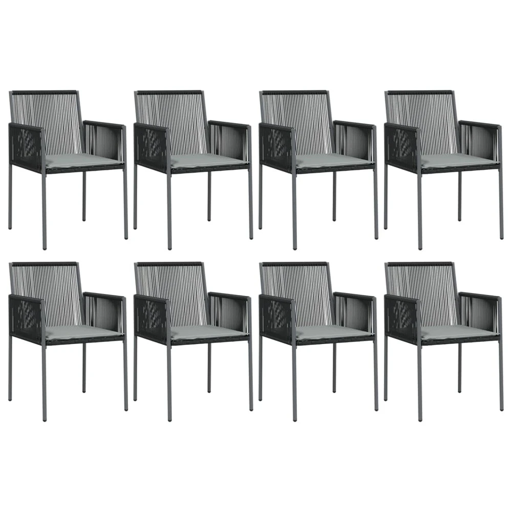 VIDAXL Ensemble à Dîner De Jardin 9 Pcs Coussins Noir Rotin Et Acier 6 VIDAXL Ensemble à Dîner De Jardin 9 Pcs Coussins Noir Rotin Et Acier – Image 4