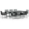 VIDAXL Ensemble à Dîner De Jardin 9 Pcs Coussins Noir Rotin Et Acier -Élégance Jardin 64999d9ca30b58.17477009