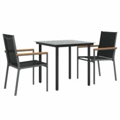 VIDAXL Ensemble à Manger De Jardin 3 Pcs Noir Textilène Et Acier 11 VIDAXL Ensemble à Manger De Jardin 3 Pcs Noir Textilène Et Acier -Élégance Jardin 64999da202ead2.68102001