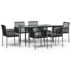VIDAXL Ensemble à Dîner De Jardin Coussins 7 Pcs Noir Rotin Et Acier -Élégance Jardin 64999da967c9b9.62402292