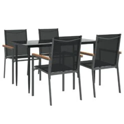 VIDAXL Ensemble à Manger De Jardin 5 Pcs Noir Textilène Et Acier -Élégance Jardin 64999dcee7b018.71623366