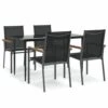 VIDAXL Ensemble à Manger De Jardin 5 Pcs Noir Textilène Et Acier -Élégance Jardin 64999dceebbdf2.80922321