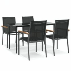 VIDAXL Ensemble à Manger De Jardin 5 Pcs Noir Textilène Et Acier -Élégance Jardin 64999dcef37ef8.08567066