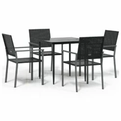 VIDAXL Ensemble à Manger De Jardin 5 Pcs Résine Tressée Acier -Élégance Jardin 6499a0f414dfd5.44484154