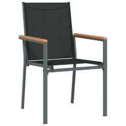 VIDAXL Ensemble à Manger De Jardin 7 Pcs Noir Textilène Et Acier -Élégance Jardin 6499a10783ca28.15258052
