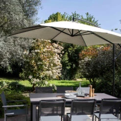 Parasol Déporté 3x3m Et 4 Dalles à Lestées Aluminium Blanc -Élégance Jardin 6cc185f92942f52c