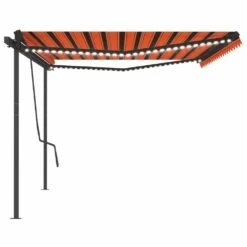 VIDAXL Auvent Manuel Rétractable Avec Led 5x3,5 M Orange Et Marron -Élégance Jardin 7074f735596a3660