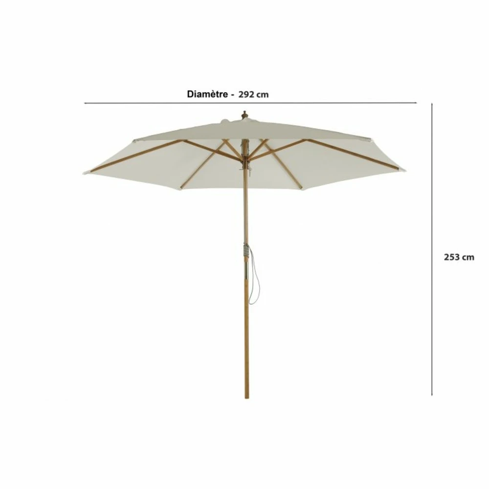Parasol Droit Poema En Bambou Contreplaqué Et Tissu Beige Clair 5 Parasol Droit Poema En Bambou Contreplaqué Et Tissu Beige Clair – Image 3