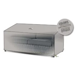 Housse Pour Canapé 2 Places En Polyester Anthracite - 145x85x70 Cm -Élégance Jardin 953133 003