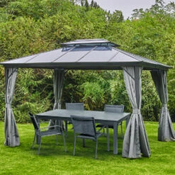 Tonnelle De Jardin ATLAS En Aluminium Et Toile Gris - 300x360x258 Cm 7 Tonnelle De Jardin ATLAS En Aluminium Et Toile Gris - 300x360x258 Cm -Élégance Jardin 954153 1711834