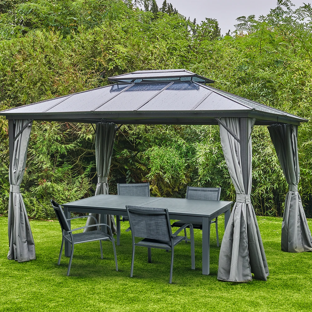 Tonnelle De Jardin ATLAS En Aluminium Et Toile Gris - 300x360x258 Cm 5 Tonnelle De Jardin ATLAS En Aluminium Et Toile Gris - 300x360x258 Cm – Image 3