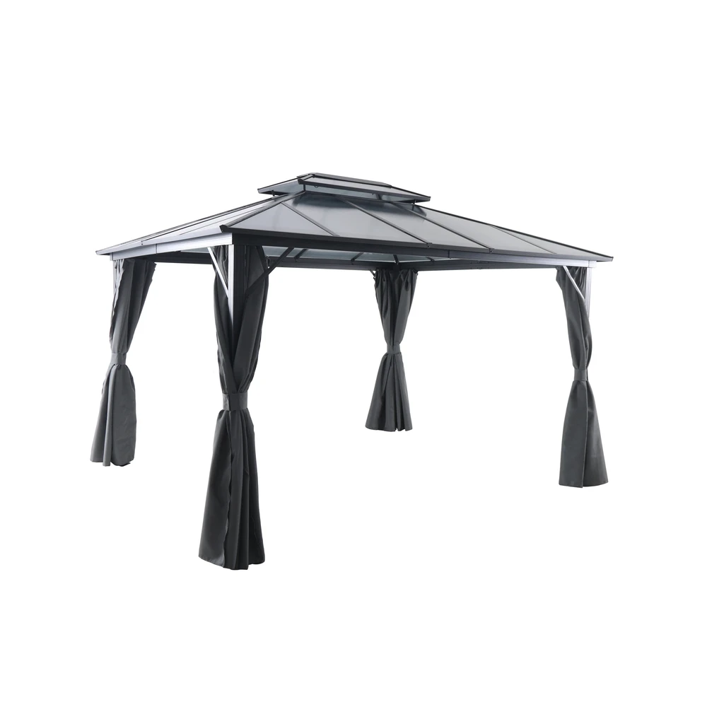 Tonnelle De Jardin ATLAS En Aluminium Et Toile Gris - 300x360x258 Cm 3 Tonnelle De Jardin ATLAS En Aluminium Et Toile Gris - 300x360x258 Cm