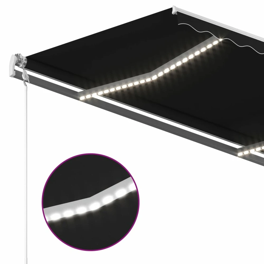 VIDAXL Auvent Manuel Rétractable Avec Led 4x3 M Anthracite 8 VIDAXL Auvent Manuel Rétractable Avec Led 4x3 M Anthracite – Image 6