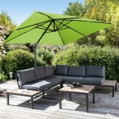 Parasol Déporté Carré 3 X 3m En Aluminium Vert -Élégance Jardin e6d2dcede4669c1f