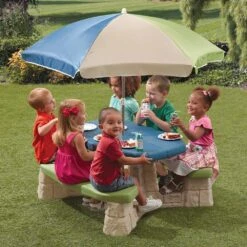 Step2 Table De Pique-nique Avec Parasol Aqua 7 Step2 Table De Pique-nique Avec Parasol Aqua -Élégance Jardin f0967bb8313ce595